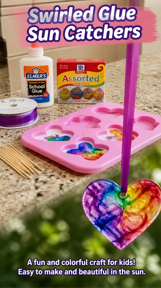 Swirled Glue Sun Catchers 8 Swirled Glue Sun Catchers