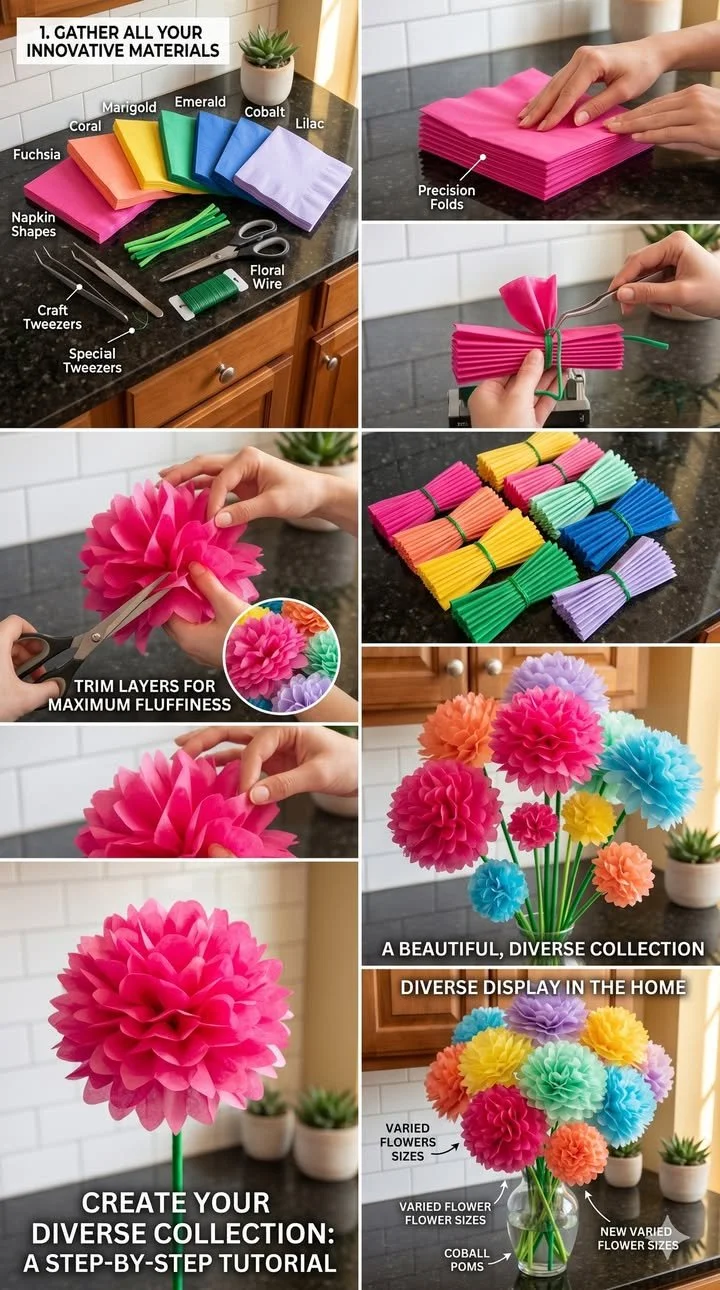 Tissue Paper Pom-Pom Flowers (Super Easy DIY) 11 Tissue Paper Pom-Pom Flowers (Super Easy DIY)