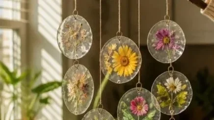Upcycled Dried Flower and Plastic Suncatchers 10 Upcycled Dried Flower and Plastic Suncatchers