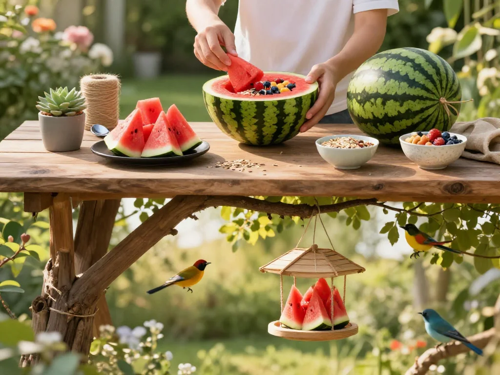 Watermelon Bird Buffet (Natural Hanging Feeder) 9 Watermelon Bird Buffet (Natural Hanging Feeder)