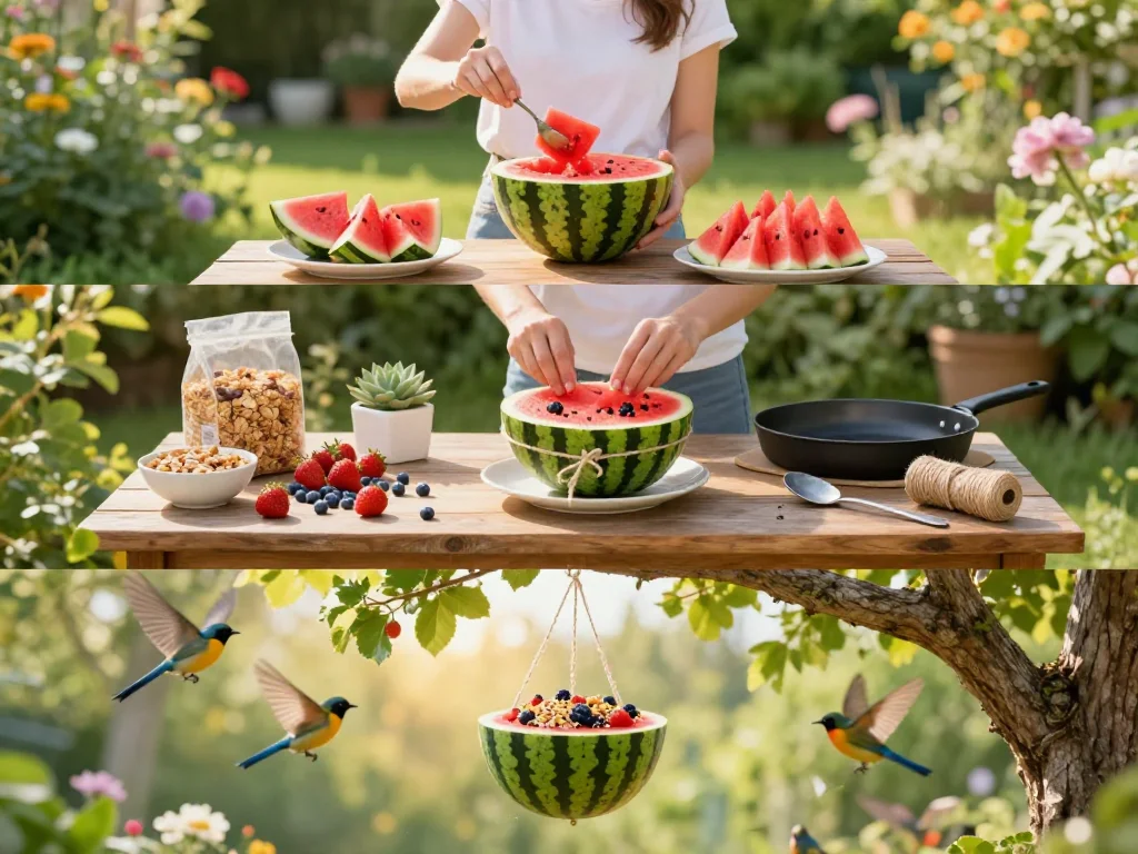 Watermelon Bird Buffet (Natural Hanging Feeder) 9 Watermelon Bird Buffet (Natural Hanging Feeder)