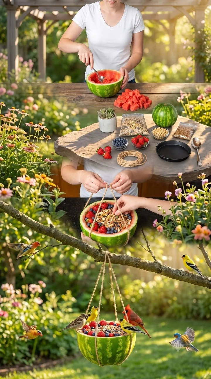 Watermelon Bird Buffet (Natural Hanging Feeder) 12 Watermelon Bird Buffet (Natural Hanging Feeder)