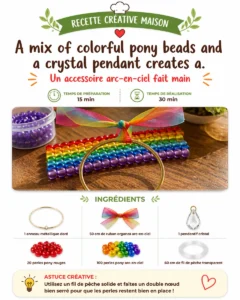 A mix of colorful pony beads and a crystal pendant creates a cheerful rainbow suncatcher that brightens any sunny window. 20 A mix of colorful pony beads and a crystal pendant…