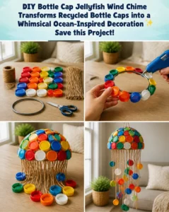 DIY Bottle Cap Jellyfish Wind Chime Transforms Recycled Bottle Caps into a Whimsical Ocean-Inspired Decoration ✨ Save this Project! 17 DIY Bottle Cap Jellyfish Wind Chime Transforms Recycled Bottle Caps…
