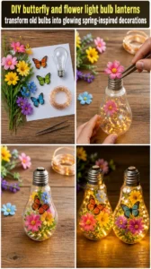 DIY butterfly and flower light bulb lanterns transform old bulbs into glowing spring-inspired decorations 20 DIY butterfly and flower light bulb lanterns transform old bulbs…