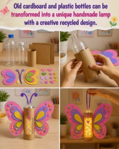 Old cardboard and plastic bottles can be transformed into a unique handmade lamp with a creative recycled design. 15 Old cardboard and plastic bottles can be transformed into a…