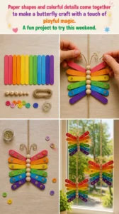 Paper shapes and colorful details come together to make a butterfly craft with a touch of playful magic. A fun project to try this weekend. 13 Paper shapes and colorful details come together to make a…