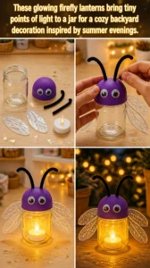 These glowing firefly lanterns bring tiny points of light to a jar for a cozy backyard decoration inspired by summer evenings. 19 These glowing firefly lanterns bring tiny points of light to…