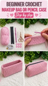 Beginner Crochet Makeup Bag or Pencil Case 15 Beginner Crochet Makeup Bag or Pencil Case