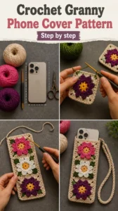 Crochet Granny Phone Cover Tutorial 15 Crochet Granny Phone Cover Tutorial