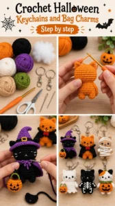 Crochet Halloween Keychains and Bag Charms 15 Crochet Halloween Keychains and Bag Charms