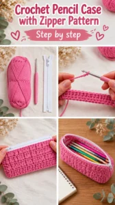 Crochet Pencil Case with Zipper Pattern 12 Crochet Pencil Case with Zipper Pattern