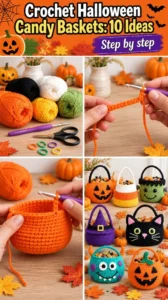 DIY Crochet Halloween Candy Baskets 20 DIY Crochet Halloween Candy Baskets