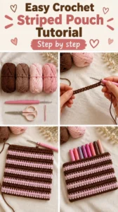 Easy Crochet Striped Pouch Tutorial 21 Easy Crochet Striped Pouch Tutorial