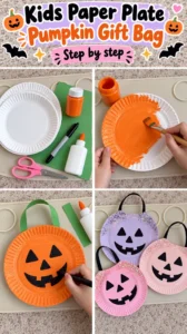Kids Paper Plate Pumpkin Gift Bag 14 Kids Paper Plate Pumpkin Gift Bag