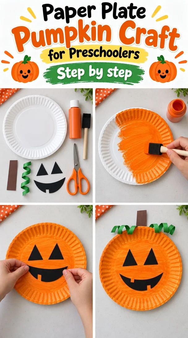 Paper Plate Pumpkin Craft for Preschoolers