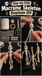 Step-by-Step Macrame Skeleton Keychain DIY 20 Step-by-Step Macrame Skeleton Keychain DIY