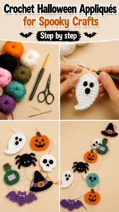 Crochet Halloween Appliqués for Spooky Crafts 19 Crochet Halloween Appliqués for Spooky Crafts