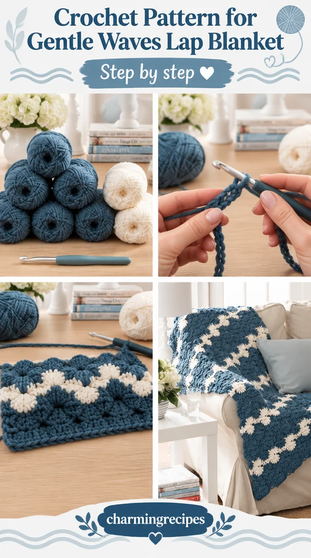 Crochet Pattern for Gentle Waves Lap Blanket 5 Gentle Waves Lap Crochet Blanket Pattern