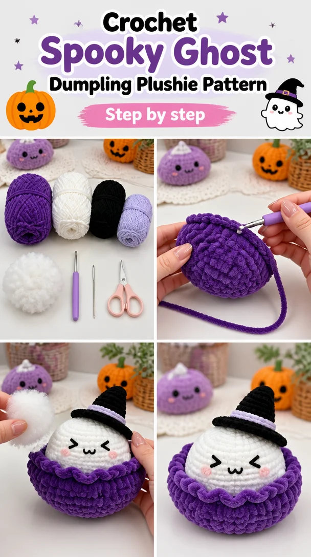Crochet Spooky Ghost Dumpling Plushie Pattern 2 Crochet Spooky Ghost Dumpling Plushie Pattern