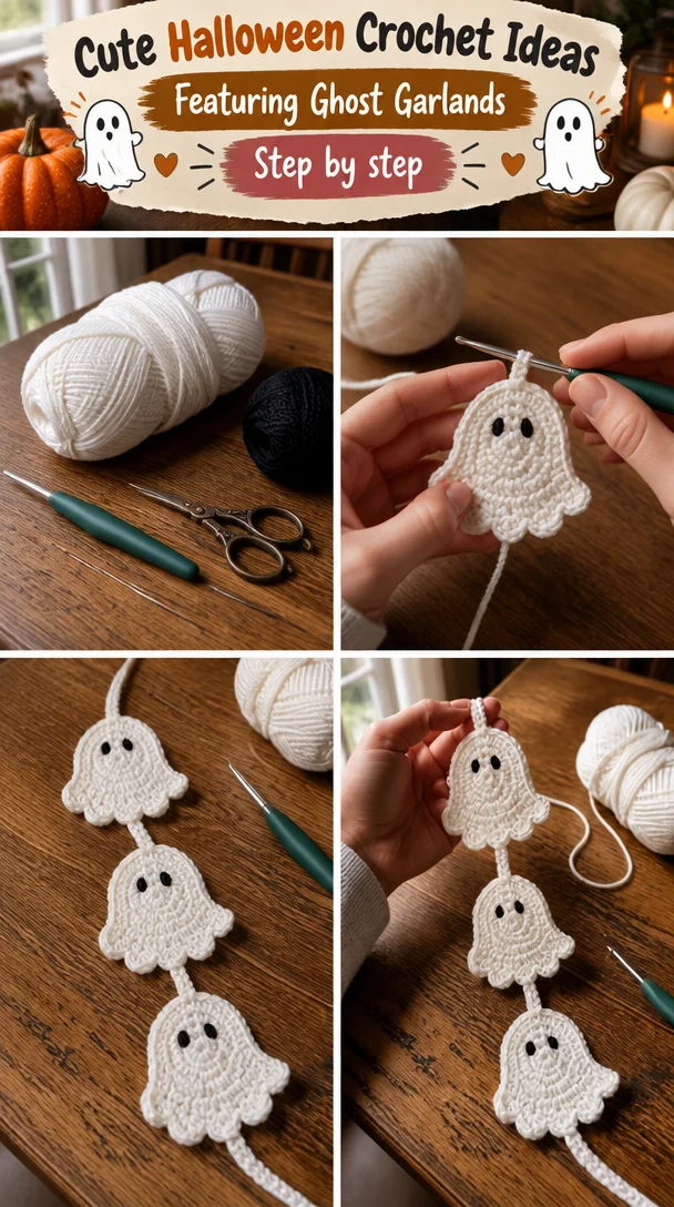 Cute Halloween Crochet Ideas Featuring Ghost Garlands 5 22 Cute Halloween Crochet Ideas Featuring Ghost Garlands