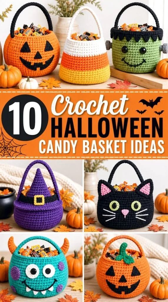 DIY Crochet Halloween Candy Baskets 6 Crochet Halloween Candy Baskets: 10 Ideas