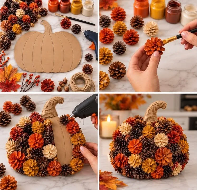 DIY Pine Cone Pumpkin Craft 4 DIY Pine Cone Pumpkin 🎃 🌲