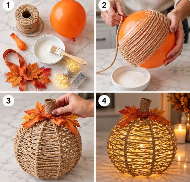 DIY Twine Pumpkin Craft Tutorial 6 DIY Twine Pumpkin 🎃 🎈