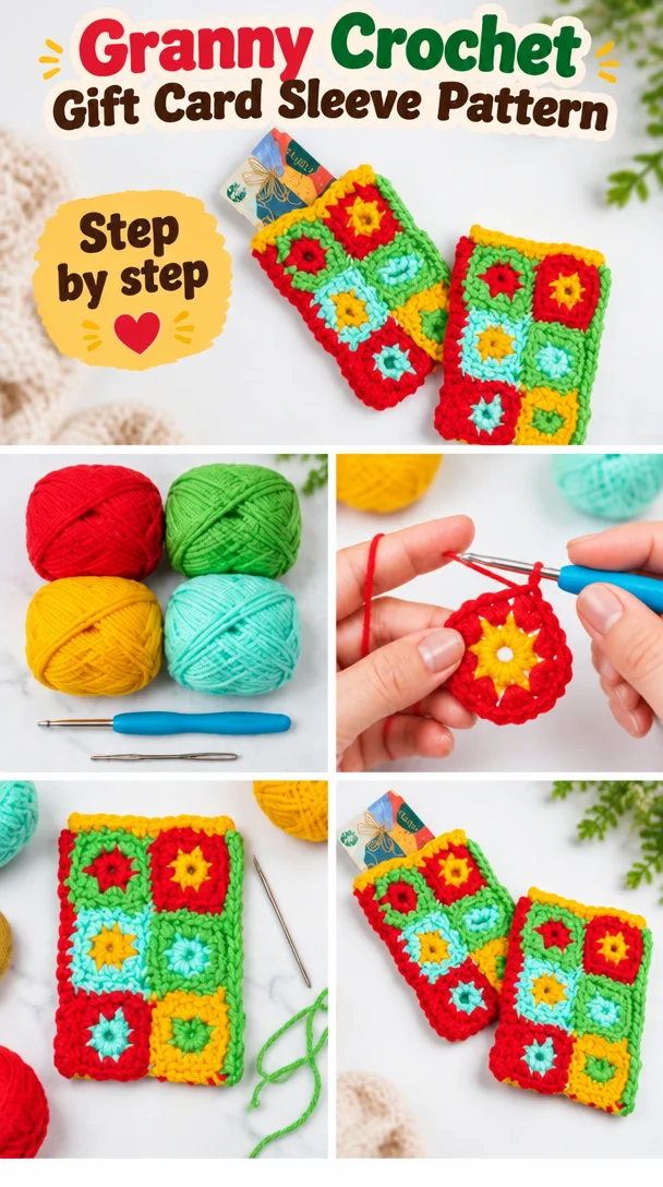 Granny Crochet Gift Card Sleeve Pattern 5 Crochet Granny Gift Card Sleeve Pattern