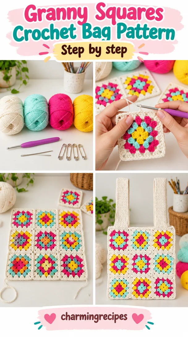 Granny Squares Crochet Bag Pattern 5 Granny Squares Galore Crochet Bag Pattern