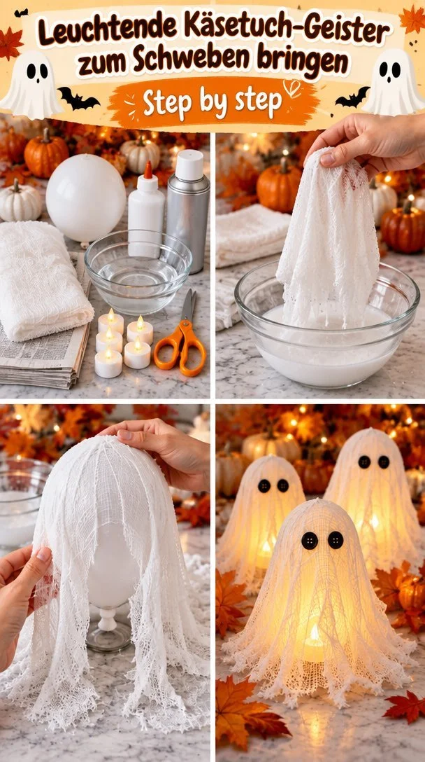 Make Glowing Cheesecloth Ghosts Float 3 Bring glowing cheesecloth ghosts to float