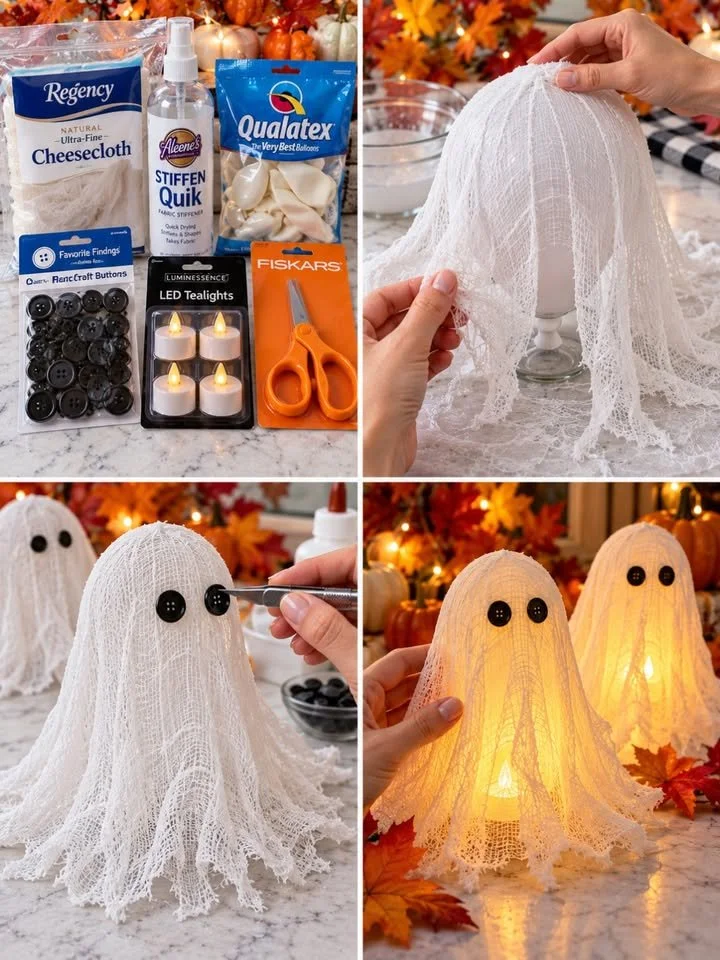 Make Glowing Cheesecloth Ghosts Float 4 Bring glowing cheesecloth ghosts to float
