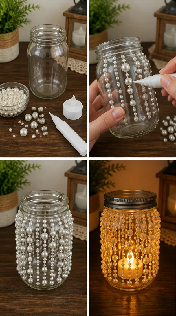 Pearl Mason Jar Lantern 7 Pearl Mason Jar Lantern