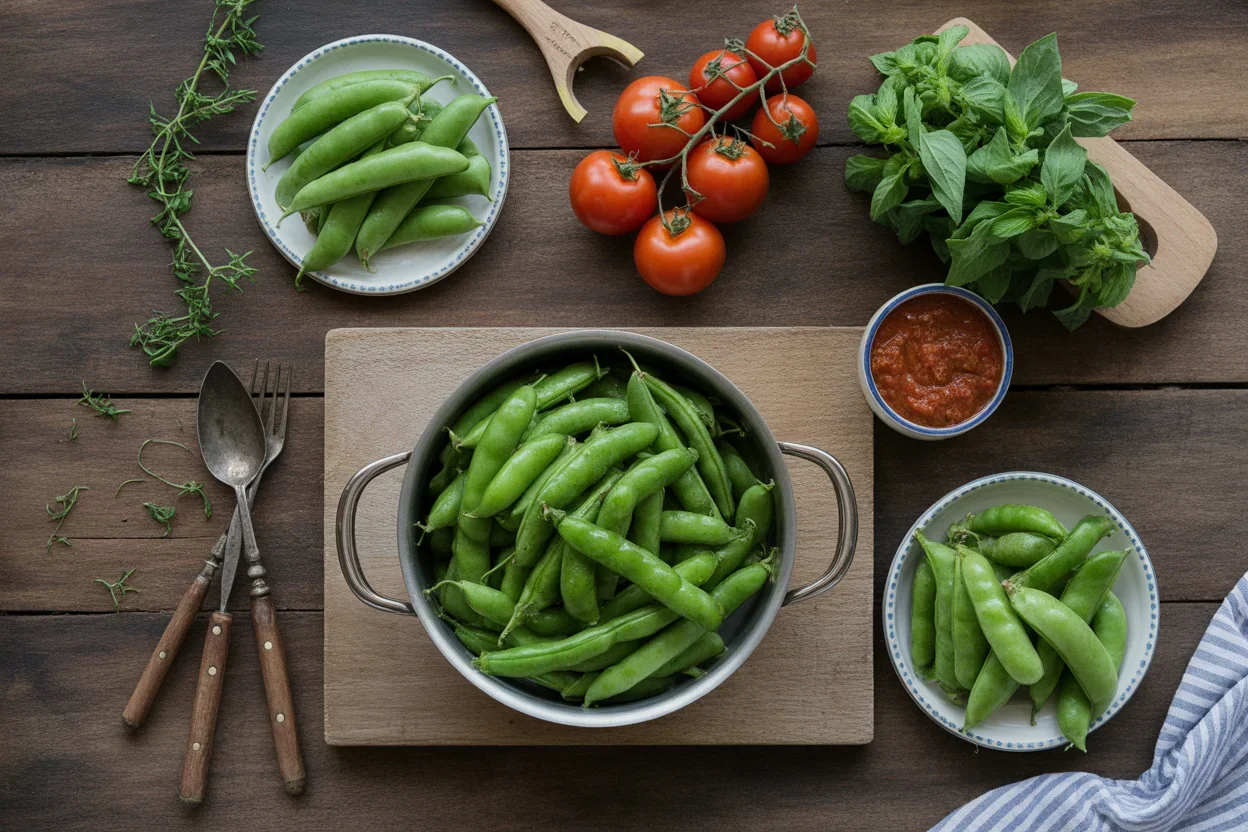 Savoring Braised Pole Beans in Smoky Tomato Sauce Tonight! 9 braised pole beans in smoky tomato sauce