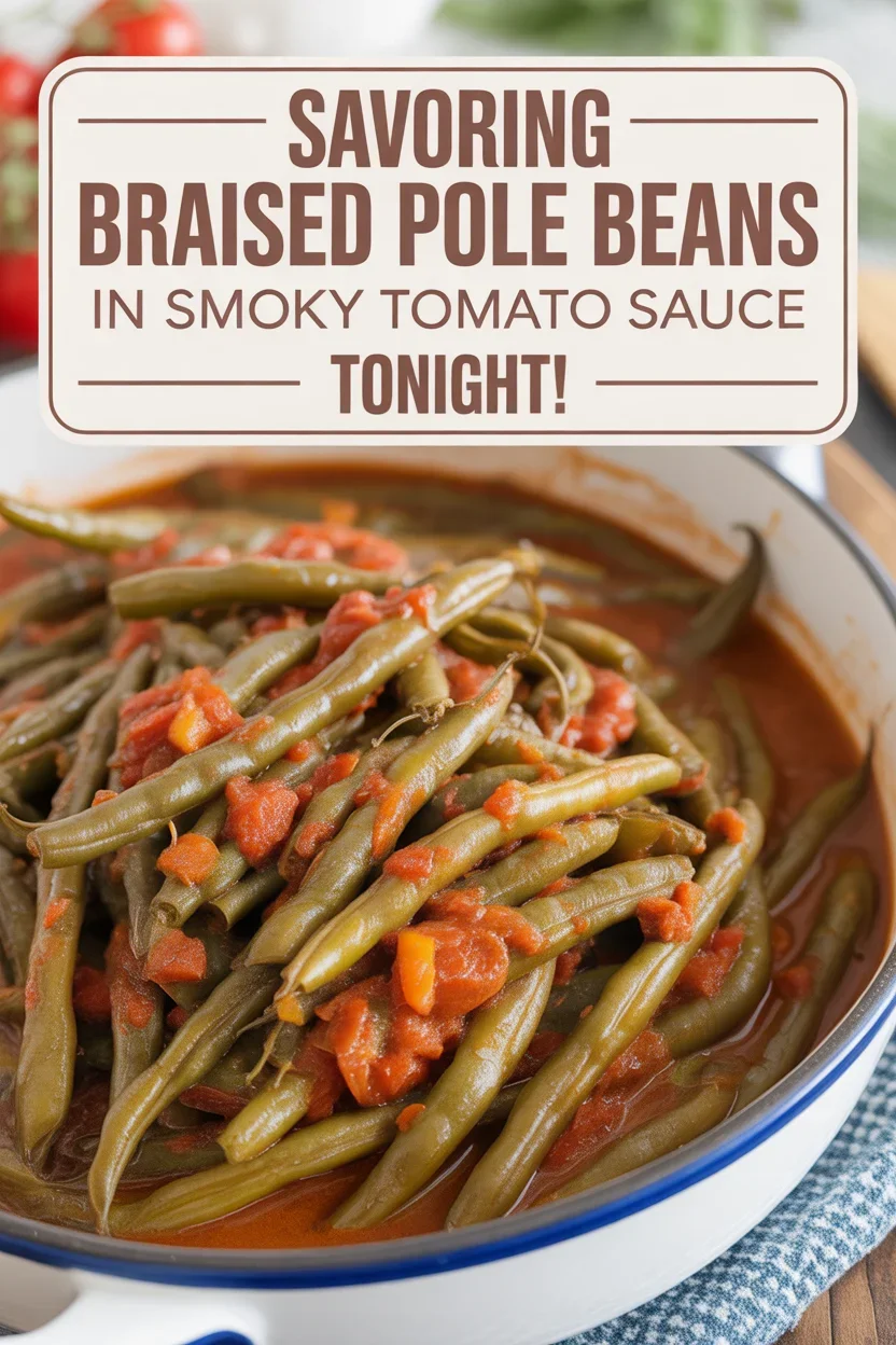Savoring Braised Pole Beans in Smoky Tomato Sauce Tonight! 10 braised pole beans in smoky tomato sauce