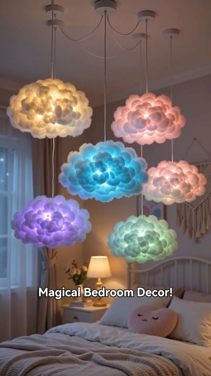 Soft glowing light and fluffy cloud texture come together in this cozy handmade lamp. 12 Soft glowing light and fluffy cloud texture come together in this cozy handmade lamp.