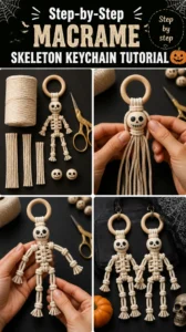 Step-by-Step Macrame Skeleton Keychain Tutorial 20 Step-by-Step Macrame Skeleton Keychain Tutorial